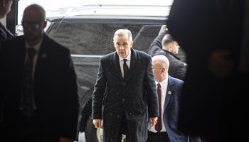 Prime Minister Mark Carney arrives at West Block  on Feb. 11, 2026. The Hill Times photograph by Andrew Meade