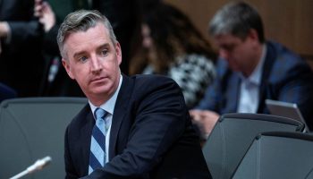 Conservative MP Michael Barrett attends the Standing Committee on Procedure and House Affairs meeting in West Block on Feb. 21, 2023, requested by six members of the committee to discuss expanding the scope of the current study on Foreign election interference.