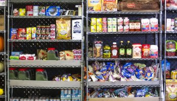 Shelves of food are pictured at the Fire of God Ministries food bank in Ottawa on  Sept. 29, 2025. The Hill Times photograph by Andrew Meade