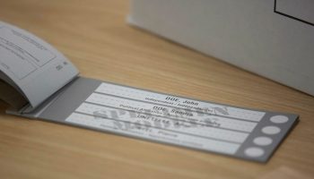 A ballot box and elections paraphernalia are pictured at Chief Electoral Officer of Canada, Stéphane Perrault’s office in Gatineau, Que.  on  April 1, 2025. The Hill Times photograph by Andrew Meade