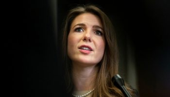 Conservative Shadow Minister for Public Safety Raquel Dancho speaks with reporters in the House of Commons foyer on  Oct. 21, 2022.