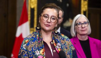 Minister of Indigenous Services Mandy Gull-Masty speaks with reporters in the House of Commons foyer on  Oct. 21, 2025. Hill Times photograph by Andrew Meade, in reaction to the Auditor General of Canada’s  reports. Andrew Meade