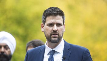 6L8A5782_1 Minister of Justice and Attorney General of Canada and Minister responsible for the Atlantic Canada Opportunities Agency Sean Fraser holds a press conference outside the Supreme Court of Canada in Ottawa on Oct. 23, 2025, to speak about the government’s new bail reform legislation. The Hill Times photograph by Andrew Meade