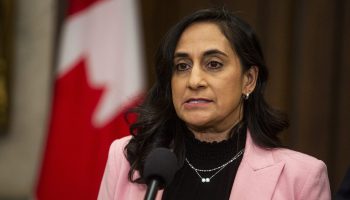 Minister of Foreign Affairs Anita Anand speaks with reporters in the House of Commons foyer before Question Period on  Oct. 30, 2025, about Canada’s aid response to Caribbean nations affected by. Hurricane Melissa. The Hill Times photograph by Andrew Meade