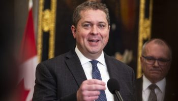 Conservative House Leader Andrew Scheer holds a press conference in the House of Commons foyer on  Jan. 7, 2025. The Hill Times photograph by Andrew Meade