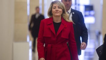 Minister of Industry and Minister responsible for Canada Economic Development for Quebec Regions Mélanie Joly scrums before the House of Commons Standing Committee on Industry and Technology on  Nov. 3, 2025. The Hill Times photograph by Andrew Meade