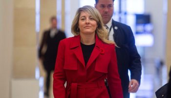 Minister of Industry and Minister responsible for Canada Economic Development for Quebec Regions Mélanie Joly scrums before the House of Commons Standing Committee on Industry and Technology on  Nov. 3, 2025. The Hill Times photograph by Andrew Meade