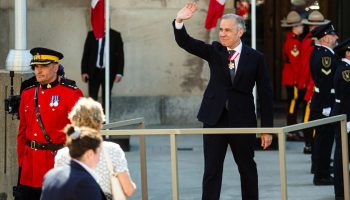 Prime Minister Mark Carney arrives at the Senate of Canada building in Ottawa to attend the Speech from the Throne on May 27, 2025. The Hill Times photograph by Andrew Meade