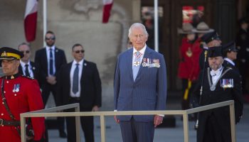 King Charles arrives at the Senate of Canada building in Ottawa to deliver the Speech from the Throne on May 27, 2025. The Hill Times photograph by Andrew Meade