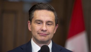 Conservative Party leader Pierre Poilievre holds a press conference in the House of Commons foyer of May 27, 2025, where he outlines his party’s planned amendments to the Speech from the Throne. The Hill Times photograph by Andrew Meade