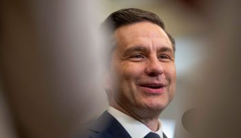 Conservative Party leader Pierre Poilievre holds a press conference in the House of Commons foyer of May 27, 2025, where he outlines his party’s planned amendments to the Speech from the Throne. The Hill Times photograph by Andrew Meade