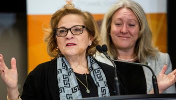 Minister of Immigration Refugees and Citizenship Lena Diab holds a press conference at St. Paul University in Ottawa on  Nov. 27, 2025, to speak about the government’s plan for Francophone immigration outside of Quebec. Hill Times photograph by Andrew Meade