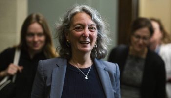 Minister of Environment and Climate Change Julie Dabrusin arrives for the Liberal party caucus meeting in West Block  on June 3, 2025. The Hill Times photograph by Andrew Meade
