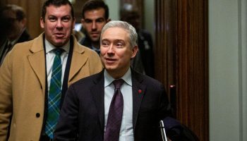 Minister of Finance and National Revenue François-Philippe Champagne leaves the Liberal party caucus meeting in West Block  on Dec. 3, 2025. The Hill Times photograph by Andrew Meade