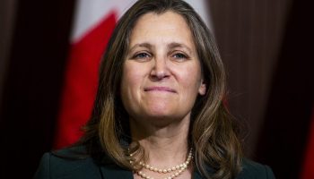 Minister of Transport and Internal Trade Chrystia Freeland attends a press conference in West Block on  June 6, 2025, to speak about his government’s One Canadian Economy: An Act to enact the Free Trade and Labour Mobility in Canada Act and the Building Canada Act. The Hill Times photograph by Andrew Meade