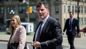 Minister of Intergovernmental Affairs, Infrastructure and Community Dominic Leblanc arrives at West Block before Question Period on  May 18, 2023. Andrew Meade