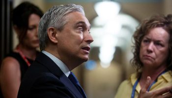 Minister of Finance and National Revenue François-Philippe Champagne speaks with reporters after the Liberal cabinet meeting in West Block on  June 19, 2025. Hill Times photograph by Andrew Meade