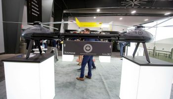 An Avidrone Avipak30 automated cargo delivery system is displayed at the Avidrone Aerospace booth at the CANSEC trade show in Ottawa on May 31. Andrew Meade