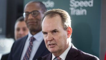 Minister of Transport Steven MacKinnon holds a press conference in Gatineau, Que. on Dec. 12, 2025, to announce the Ottawa-Quebec City corridor as the first phase of the ALTO high speed rail project. The Hill Times photograph by Andrew Meade