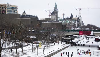 Skaters take opportunity of a warm afternoon in Ottawa on Jan. 7, 2026 to skate on the Rideau Canal. The Hill Times photograph by Andrew Meade