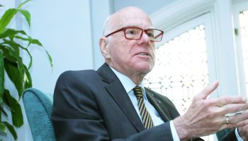 Interview of Neil Moss with Nobert Lammert.  July 4, 2025 at Chateau Laurier.   The Hill Times photograph by Sam Garcia
