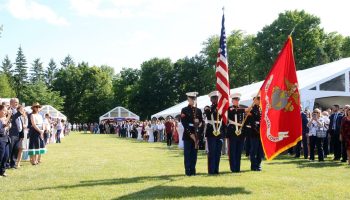 U.S. marines presented their colours during the Fourth of July festivities. The Hill Times photograph by Sam Garcia