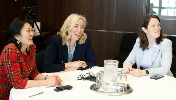 New Members of Parliament orientation program. May 5, 2025 at the Wellington Building. Marianne Dandurand, far right; Leslie Church, centre.  The Hill Times photograph by Sam Garcia.