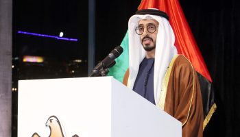 United Arab Emirates Ambassador Abdulrahman Ali Almur Ali Alneyadi delivers remarks at a
Dec. 2, 2025, event marking his country’s national day at the National Gallery in Ottawa. The Hill Times photograph by Sam Garcia