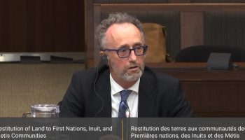 Bruce McIvor from the law firm First Peoples Law addresses the House Indigenous and Northern Affairs Committee on May 10, 2023. Screenshot courtesy of ParlVu