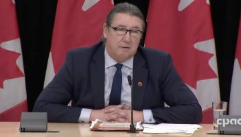 CSG Senator Paul Prosper highlighted First Nations priorities for the federal government to tackle within its first 100 days in a May 12 press conference in Ottawa. Screenshot courtesy of CPAC