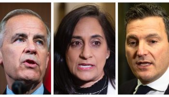 Mark Carney, Anita Anand, Evan Solomon by Andrew Meade