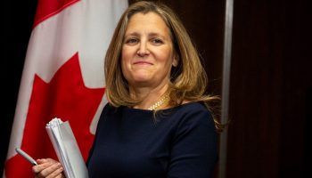 Deputy Prime Minister Chrystia Freeland speaks to reporters in the National Press Theatre on Sept. 16, 2024, to provide the first update on the government’s economic plan of the fall session. The Hill Times photograph by Andrew Meade