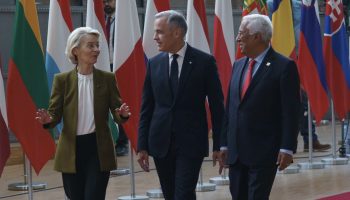 Prime Minister Mark Carney pictured with President of the EU Commission, Ursula Von Der Leyen, and President of the European Council Antonio Costa at the recent Canada-EU Summit in Brussels. Image courtesy Mark Carney/X