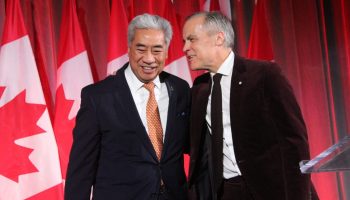 Liberal MP Michael Ma, left, and Prime Minister Mark Carney.

The Liberal Party holiday party on Dec. 11, 2025, inside the Rogers Centre's Canada Room in Ottawa. The Hill Times photograph by Stuart Benson