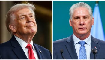 U.S. President Donald Trump, left, and Cuban President Miguel Díaz-Canel.  White House photograph by Daniel Torok and courtesy of COP28/Mahmoud Khaled