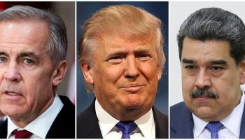Prime Minister Mark Carney, left, U.S. President Donald Trump, and Venezuelan leader Nicolás Maduro. The Hill Times photograph by Andrew Meade and photographs courtesy of Wikimedia Commons