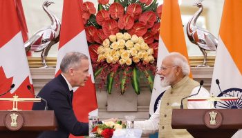 Prime Minister Mark Carney, left, and Indian Prime Minister Narendra Modi. Photograph courtesy of X/NarendraModi