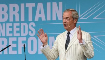 Nigel Farage addressing Reform UK rally at Trago Mills, Devon
Photograph courtesy of Wikimedia Commons