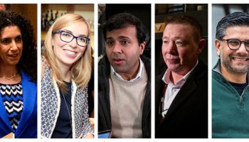 Liberal MPs Rachel Bendayan, left, Leslie Church, Jaime Battiste, Taleeb Noormohamed, and Yasir Naqvi have been named as parliamentary secretaries.
