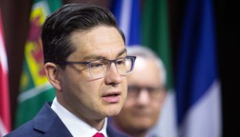 Conservative Party leader Pierre Poilievre holds a press conference in West Block on March 6, 2023, about the government’s Medical assistance in dying legislation.. The Hill Times photograph by Andrew Meade
