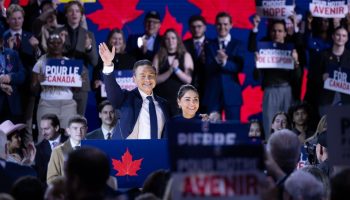 Conservative Leader Pierre Poilievre, left, and his wife Anaida. The 2026 Conservative Party convention in Calgary, Alta.. The Hill Times photograph by Amir Said.