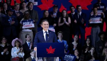 Pierre Poilievre delivers remarks at the Conservative Party convention in Calgary, Alta., on Jan. 30. The Hill Times photograph by Amir Said