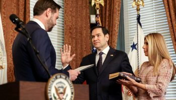 Marco Rubio being sworn in as the United States secretary of state on Jan. 21, 2025. Photograph courtesy of Wikimedia Commons, the office of the U.S. vice president