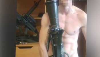 The self-proclaimed ‘Blue Hackle Mafia’ Facebook group posted images of male soldiers in uniform exposing their genitals, others posing naked with Canadian Forces weapons, or simulating sexual acts with each other in uniform. Photograph courtesy of Facebook first published by The Ottawa Citizen