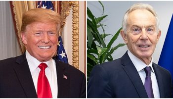 U.S. President Donald Trump, left, with former British prime minister Tony Blair. Photographs courtesy of Wikimedia Commons
