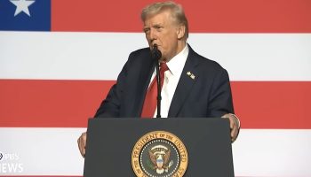 U.S. President Donald Trump told a group of assembled generals that their country was ‘under invasion from within’ on Sept. 30. Screenshot courtesy of YouTube/PBS NewsHour