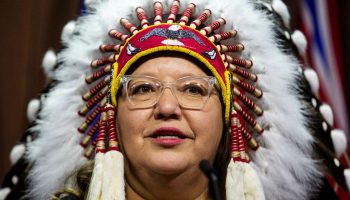 Assembly of First Nations National Chief Cindy Woodhouse Nepinak holds a press conference in West Block on May 28, 2025. The Hill Times photograph by Andrew Meade