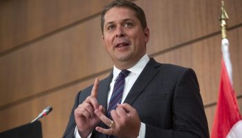 Conservative party leader Andrew Scheer holds a press conference in West Block to speak about the ongoing WE scandal on Aug. 11, 2020.