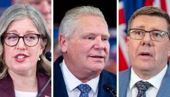 New Brunswick Premier Susan Holt, Ontario Premier Doug Ford, and Saskatchewan Premier Scott Moe. The Hill Times photograph by Andrew Meade