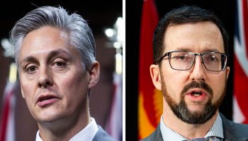 Northwest Territories Premier R.J. Simpson, left, and Nunavut Premier  John Main. The Hill Times photographs by Andrew Meade